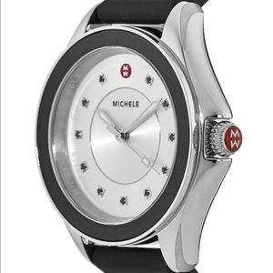 Michele Cape Black Rubber Strap Women's Watch. Needs new battery